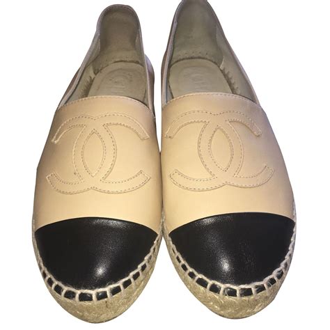 chanel espadrilles beige leather|authentic Chanel espadrilles for sale.